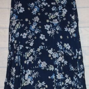 Christopher & Banks Full Lined Navy/Flowers Skirt